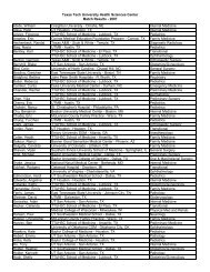 Match List 2007 - Texas Tech University Health Sciences Center