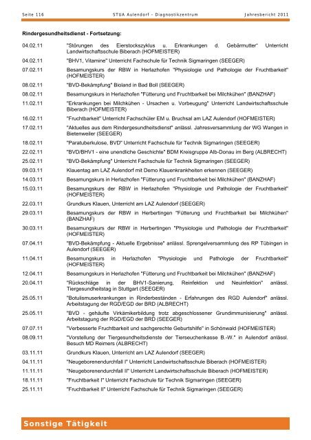 TIERGESUNDHEIT UND VERBRAUCHERSCHUTZ - STUA Aulendorf