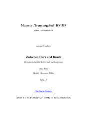 Mozarts Trennungslied KV 519 - Zwischen Harz und Bruch