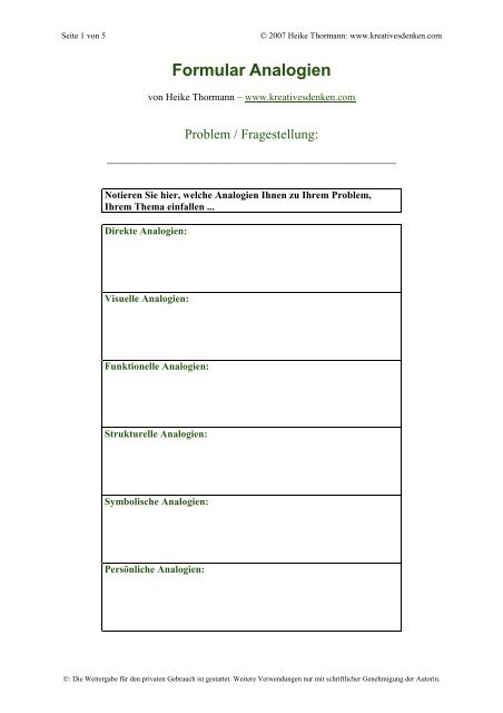 Formular Analogien - Kreativesdenken.com