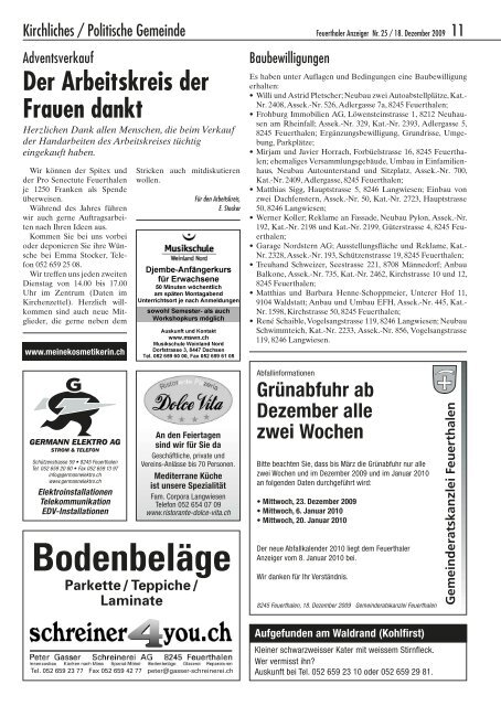 Gemeinderatskanzlei Feuerthalen - Feuerthaler Anzeiger