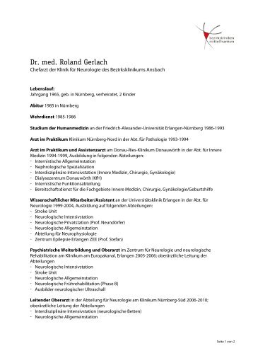 Dr. med. Roland Gerlach - Klinikum Ansbach