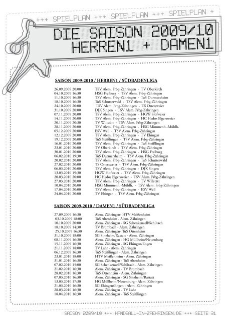 TsV al. zähringen handball – saisOn 2009/2010 - TSV Alemannia ...