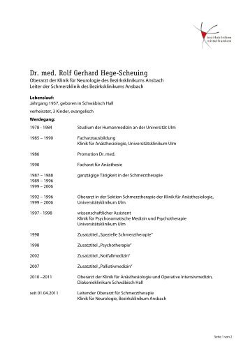 Dr. med. Rolf Gerhard Hege-Scheuing - Klinikum Ansbach
