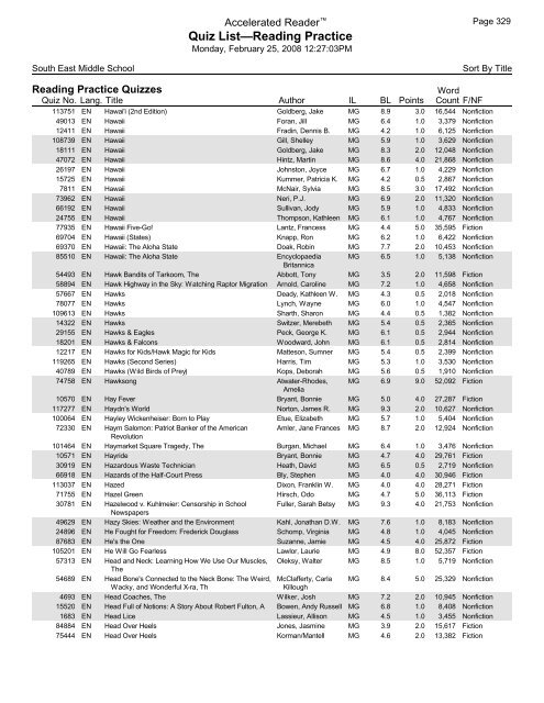 Middle Grades-Reading Practice Quizzes - Southeast Middle School