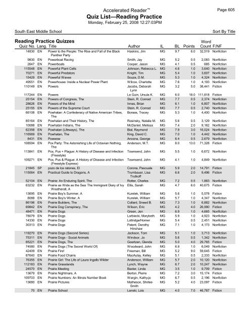 Middle Grades-Reading Practice Quizzes - Southeast Middle School