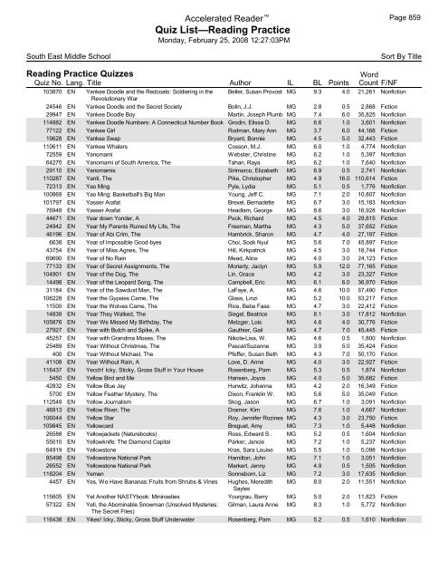 Middle Grades-Reading Practice Quizzes - Southeast Middle School