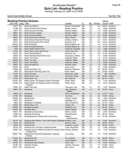 Middle Grades-Reading Practice Quizzes - Southeast Middle School