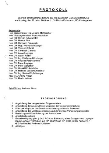 Konstituierende Sitzung der Gemeindevertretung (425 ... - Anthering