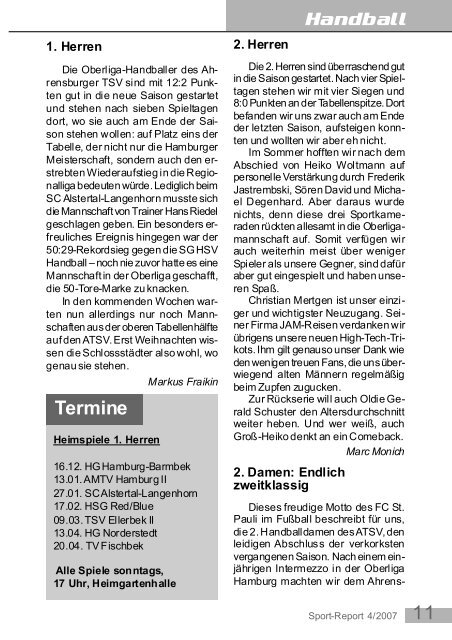 Sport Report Winter 2007 - Ahrensburger TSV von 1874 e. V.