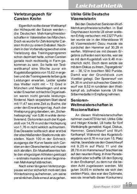 Sport Report Winter 2007 - Ahrensburger TSV von 1874 e. V.