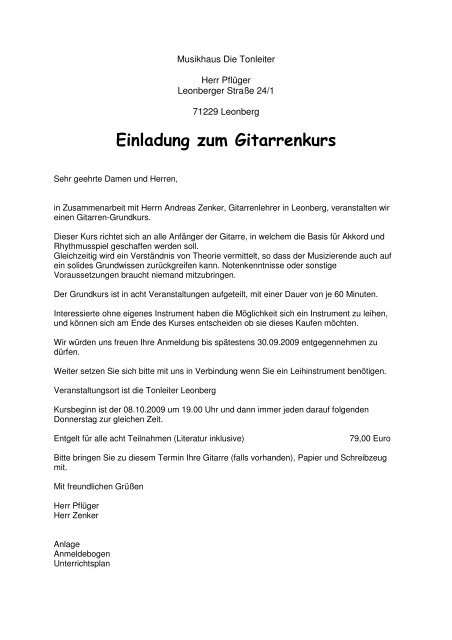 Einladung zum Gitarrenkurs