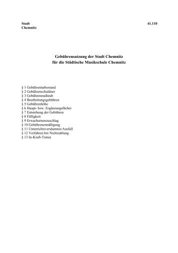 Gebührensatzung für die Städtische Musikschule - Chemnitz