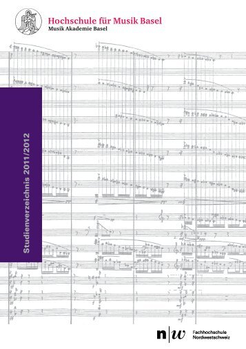 Studien v erz eic hnis 20 1 1 - Hochschule für Musik Basel