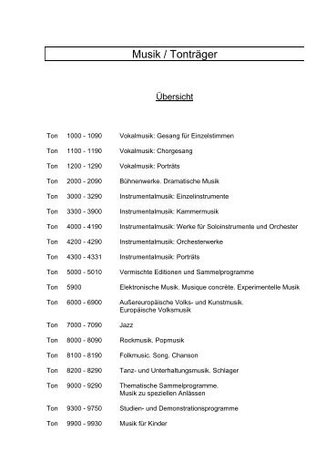 Systematik Musik / Tonträger