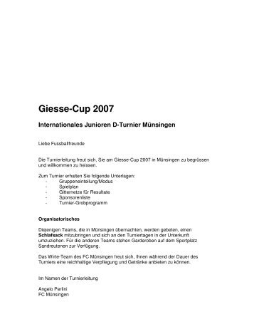 Giesse Cup Turnierprogramm Teil 1 - FC Münsingen