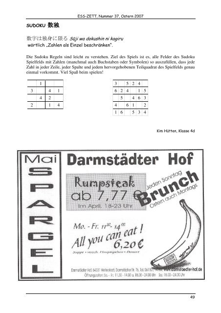 Schulzeitung der Schloss-Schule Gräfenhausen Nr. 37