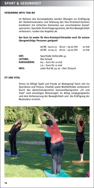 Sport- und Gesundheitskurse im 1. Halbjahr 2013 - Krefeld