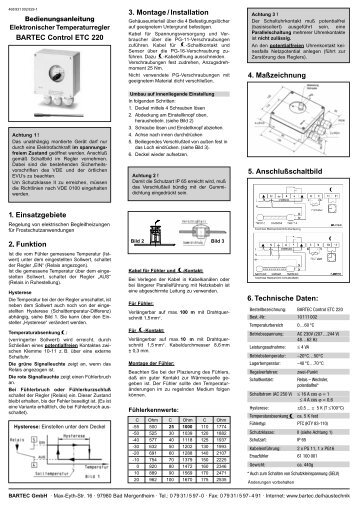 BARTEC Control ETC 220 1. Einsatzgebiete 2.. Funktion 3. Montage ...