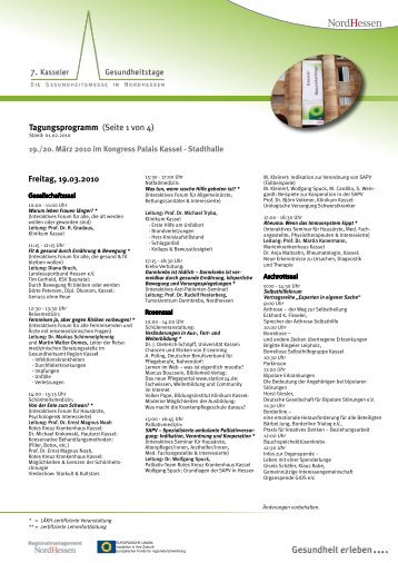 Tagungsprogramm (Seite 1 von 4) Freitag, 19.03.2010