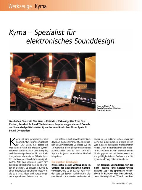 Kyma – Spezialist für elektronisches Sounddesign - Mathis Nitschke