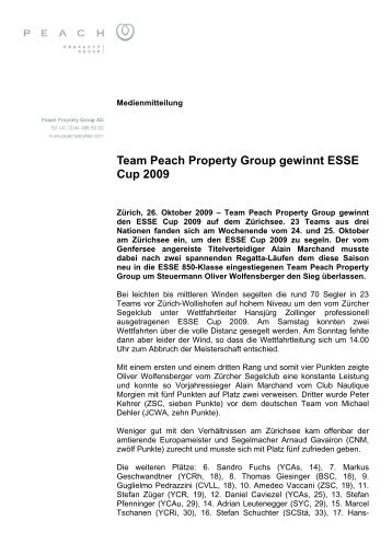 Team Peach Property Group gewinnt ESSE Cup 2009