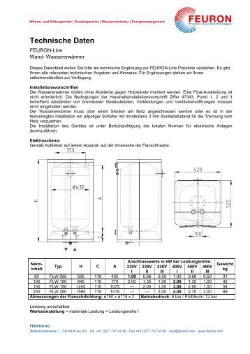 Technische Daten - FEURON AG