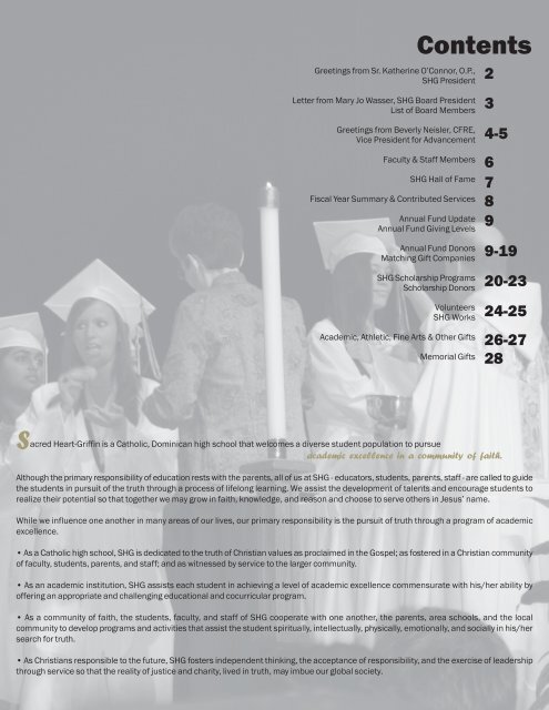 SHG Annual Report 08-09.pmd - Sacred Heart-Griffin High School