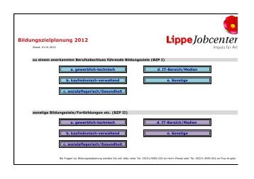 Bildungszielplanung 2012 - Jobcenter Lippe