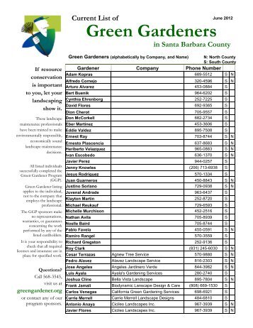 GG List June 2012 - The Santa Barbara Botanic Garden