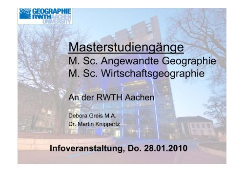 Studienstruktur des M.Sc. Angewandte Geographie