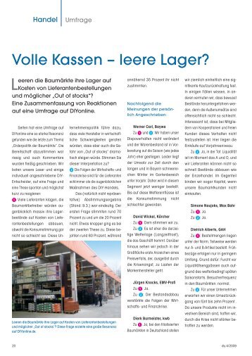 Volle Kassen – leere Lager?