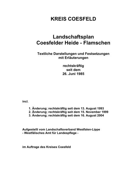 Landschaftsplanes "Coesfelder Heide - Flamschen" - Kreis Coesfeld