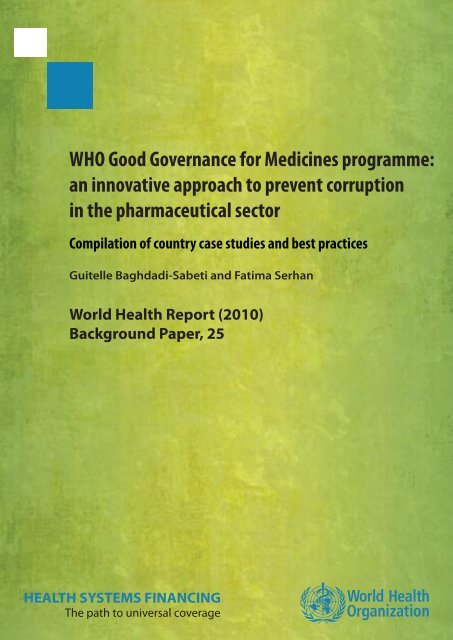WHO Good Governance for Medicines programme: an innovative ...