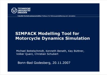 SIMPACK Modelling Tool for Motorcycle Dynamics Simulation