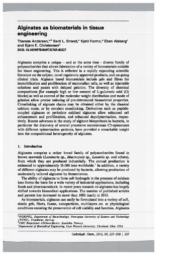 Alginates as biomaterials in tissue engineering - Department of ...