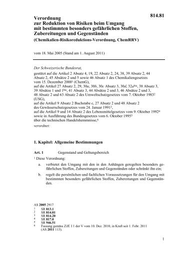 Chemikalien-Risikoreduktions-Verordnung - admin.ch