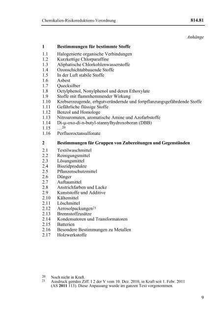 Chemikalien-Risikoreduktions-Verordnung - admin.ch