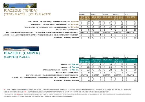 2012 LISTINO CAMPEGGIO AL PUBBLICO 3 LINGUE ISOLA DEI ...