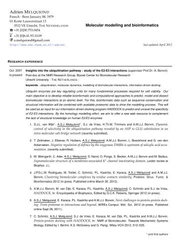 scientific CV - NMR Spectroscopy Research Group