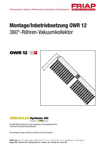 Montage/Inbetriebsetzung OWR 12 360°-Röhren ... - Friap AG