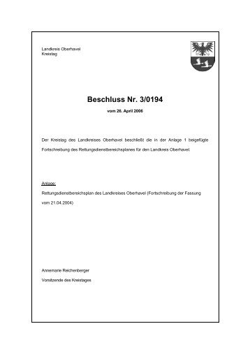 Beschluss Nr. 3/0194 - Landkreis Oberhavel