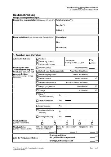 Baubeschreibung nach § 9 Abs. 1 ... - Kreis Stormarn