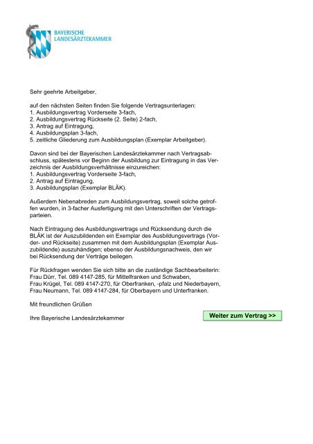 Berufsausbildungsvertrag Der Bayerischen Landesarztekammer