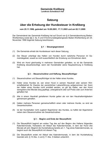 Hundesteuersatzung - Kressberg