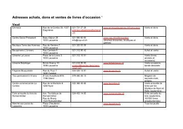 Adresses achats, dons et ventes de livres d'occasion 1 - FRC