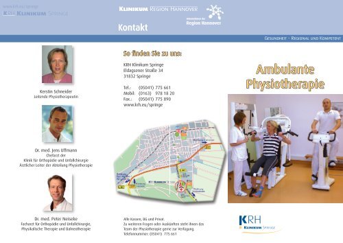 Infoflyer Physikalische Therapie - Klinikum Region Hannover GmbH