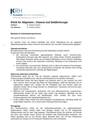 Merkblatt Gallenblasen-OP - Klinikum Region Hannover GmbH