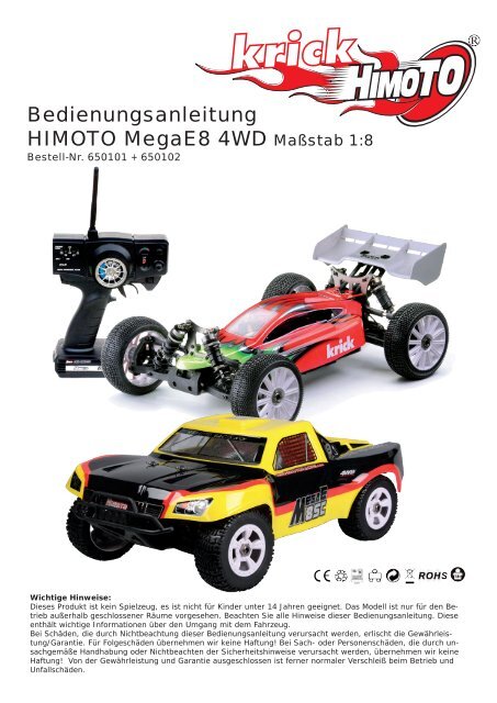 Bedienungsanleitung HIMOTO MegaE8 4WD Maßstab 1:8 - Krick