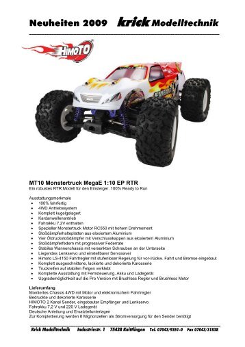 Himoto MT10 Monstertruck Produktinfo als PDF Datei. - Krick